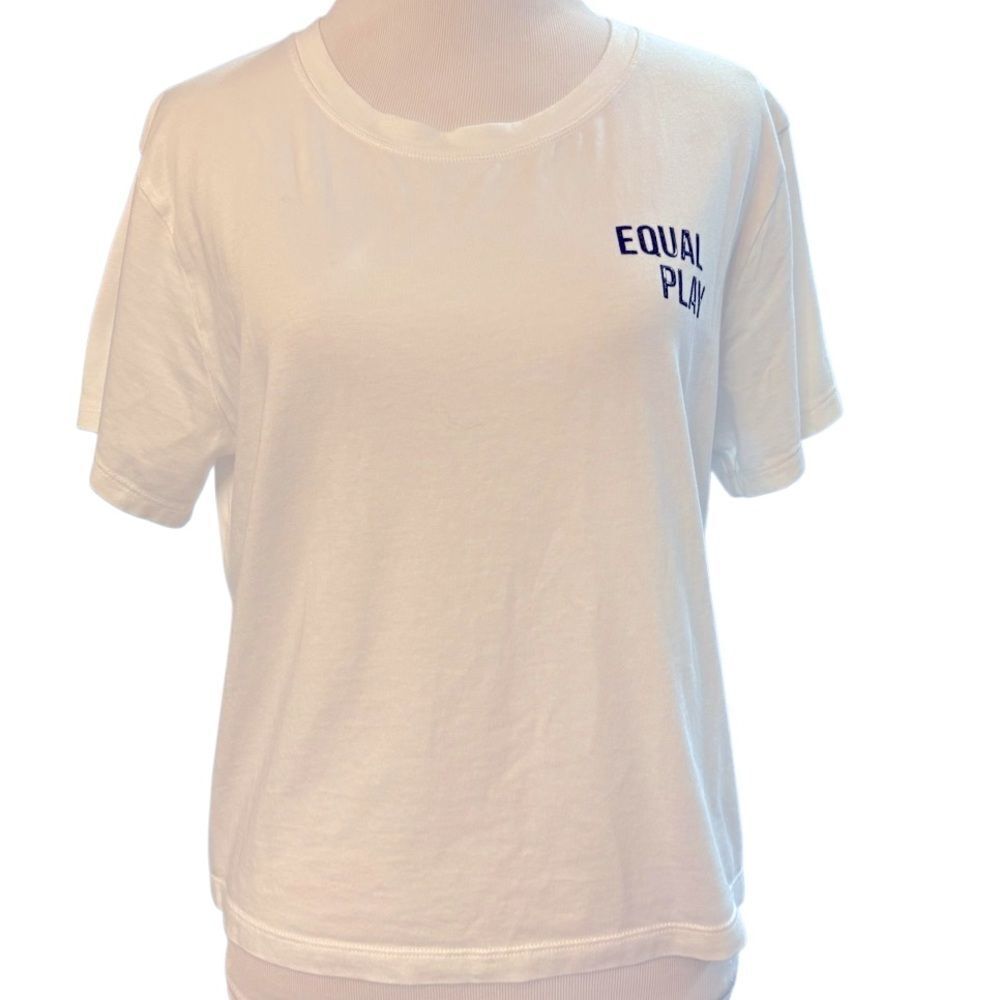 Athleta White Crew Neck SS “Equal Play” Tee